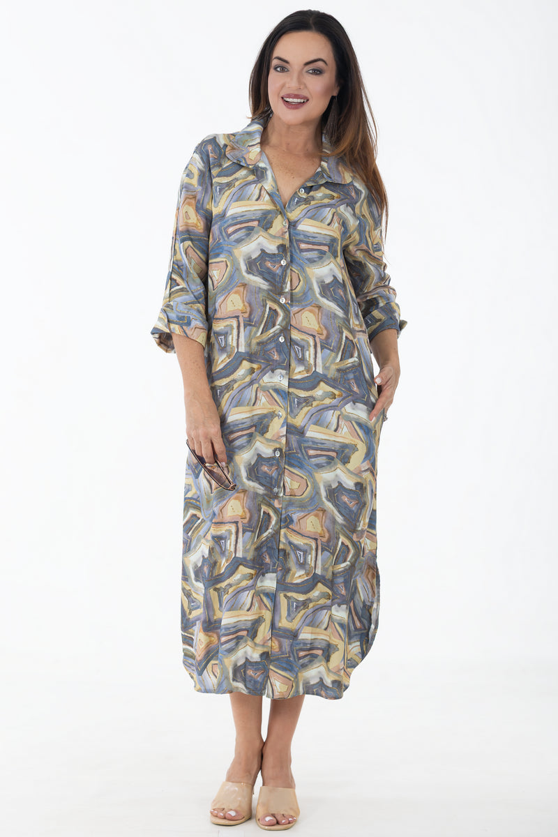 Raglan Button Through Maxi Dress | Harvest Gold