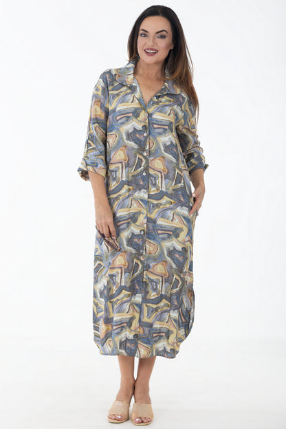 Raglan Button Through Maxi Dress | Harvest Gold