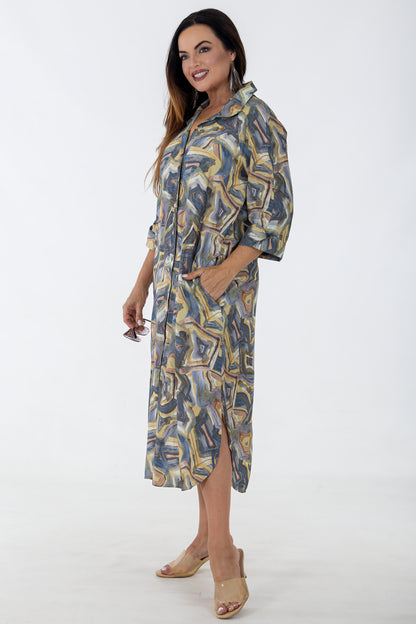 Raglan Button Through Maxi Dress | Harvest Gold