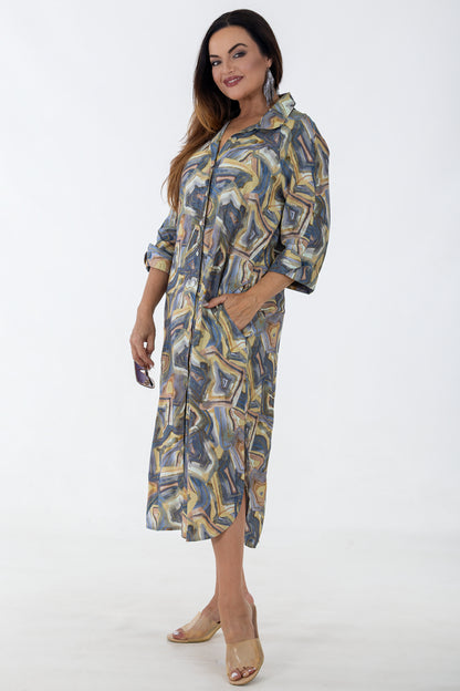 Raglan Button Through Maxi Dress | Harvest Gold