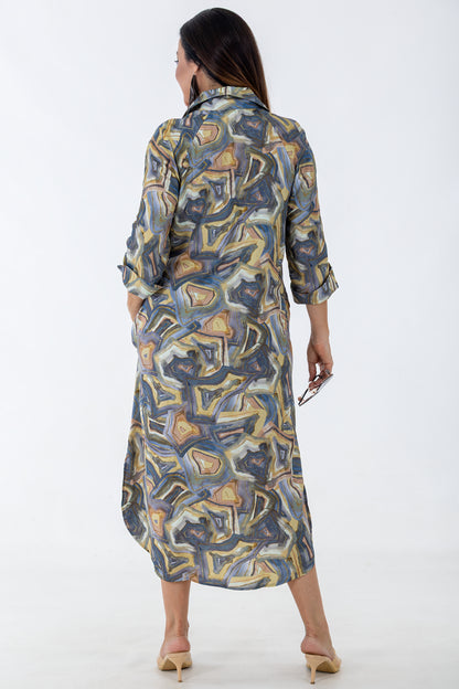 Raglan Button Through Maxi Dress | Harvest Gold