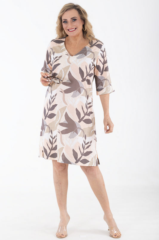 Viscose Shift Dress | Abstract Floral