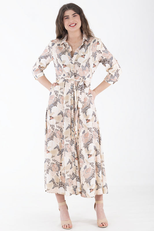 Viscose Shirtwaister Dress | Lotus Leopard