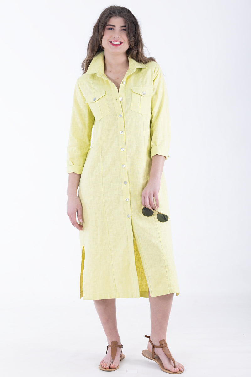 Classic Panel Maxi Button-Through Dress | Flax