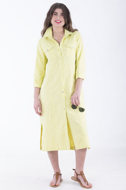 Classic Panel Maxi Button-Through Dress | Flax