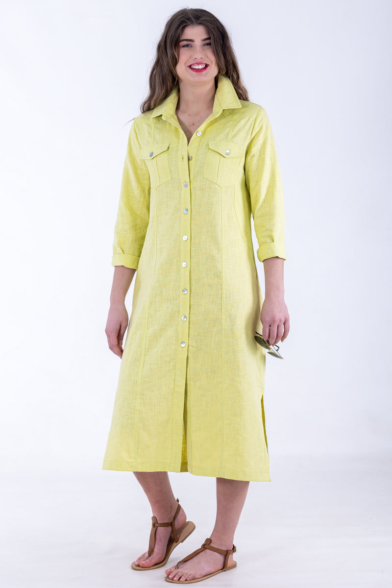 Classic Panel Maxi Button-Through Dress | Flax