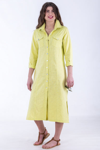Classic Panel Maxi Button-Through Dress | Flax