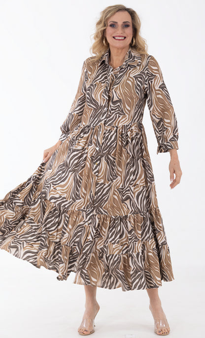 Button Through Maxi Tier Dress | Illusions