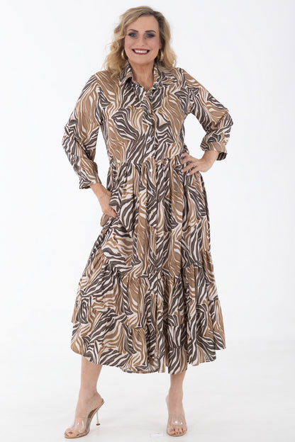 Button Through Maxi Tier Dress | Illusions