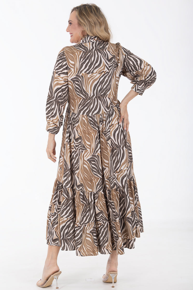 Button Through Maxi Tier Dress | Illusions