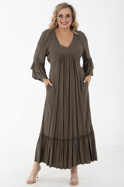 Viscsoe Maxi Peasant Dress | Earthstone