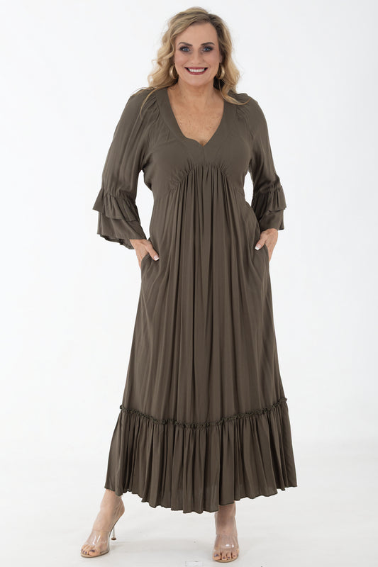 Viscsoe Maxi Peasant Dress | Earthstone