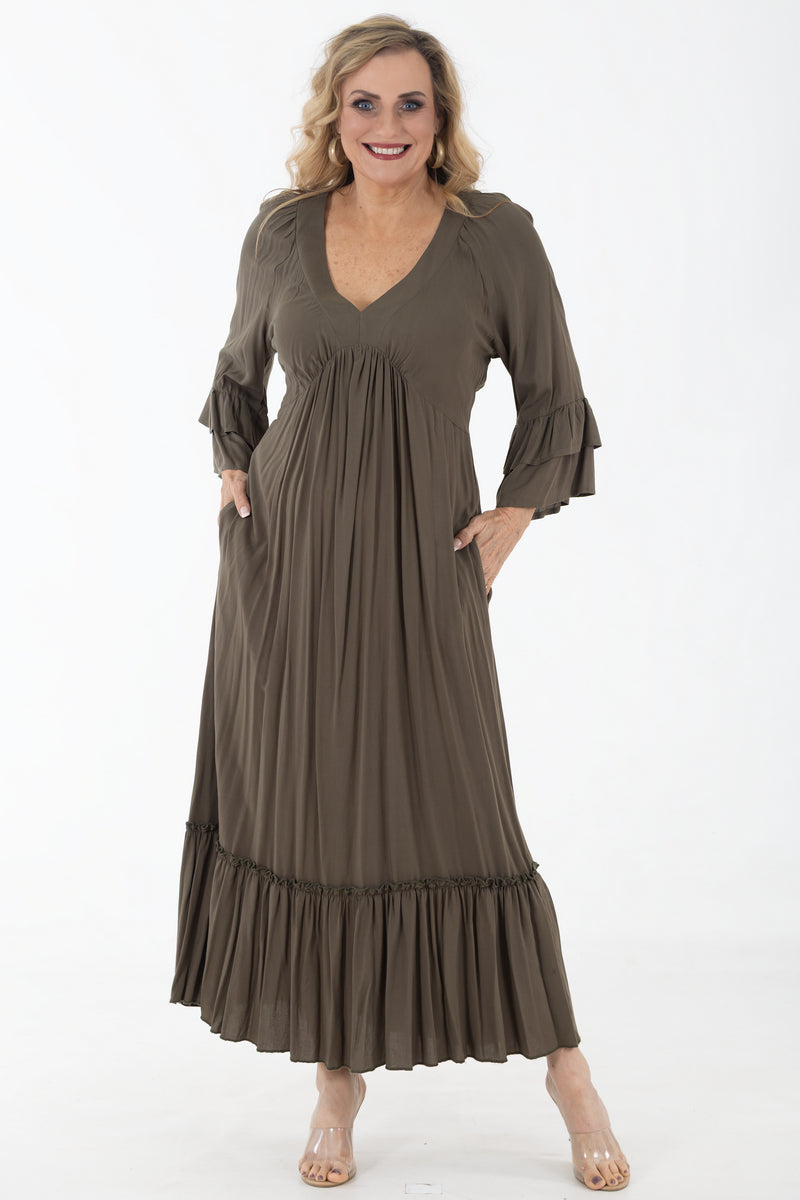 Viscsoe Maxi Peasant Dress | Earthstone