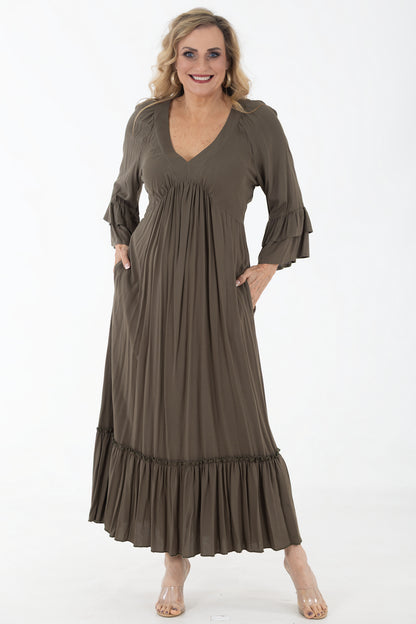 Viscsoe Maxi Peasant Dress | Earthstone