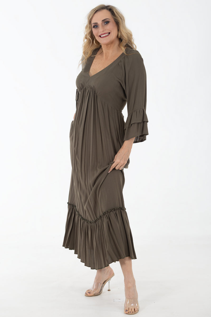 Viscsoe Maxi Peasant Dress | Earthstone