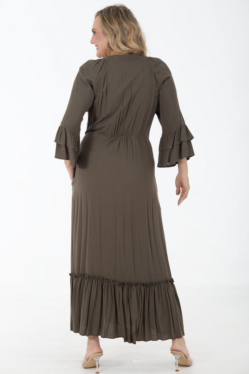 Viscsoe Maxi Peasant Dress | Earthstone