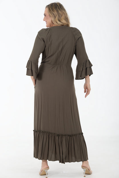 Viscsoe Maxi Peasant Dress | Earthstone