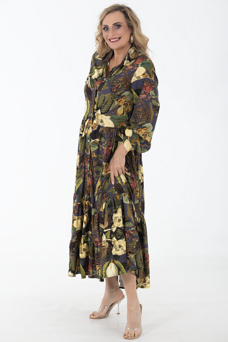 Button Through Maxi Tier Dress | Camellia Song