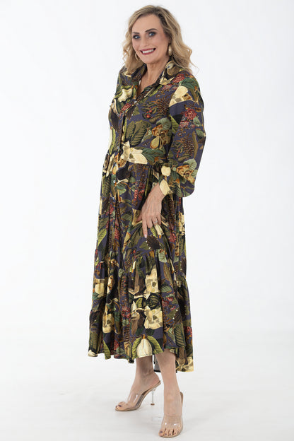 Button Through Maxi Tier Dress | Camellia Song