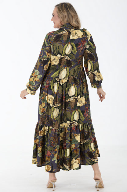 Button Through Maxi Tier Dress | Camellia Song