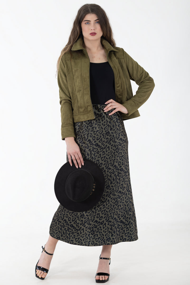 Maxi Bias Skirt | Wild Fauna Olive