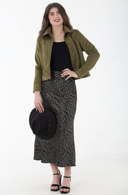 Maxi Bias Skirt | Wild Fauna Olive