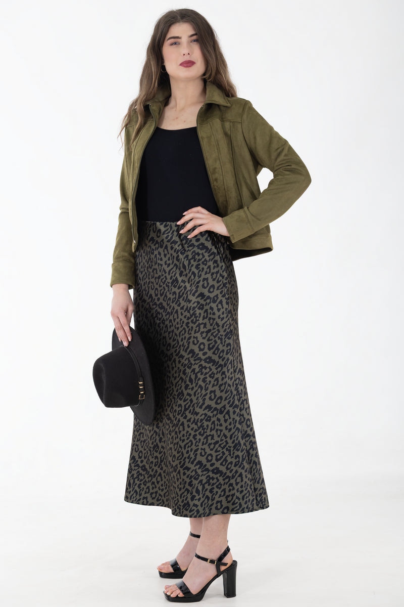 Maxi Bias Skirt | Wild Fauna Olive