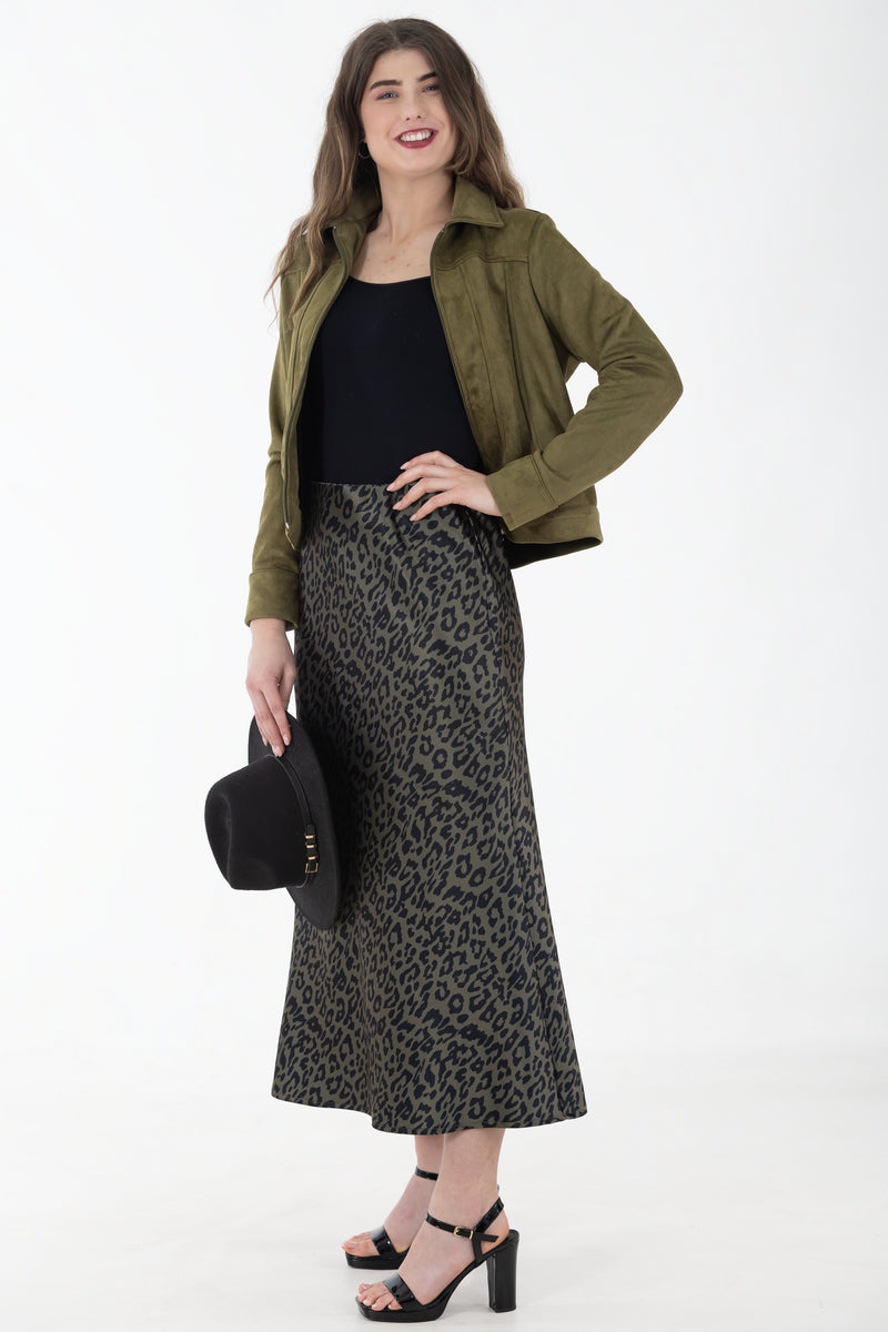 Maxi Bias Skirt | Wild Fauna Olive