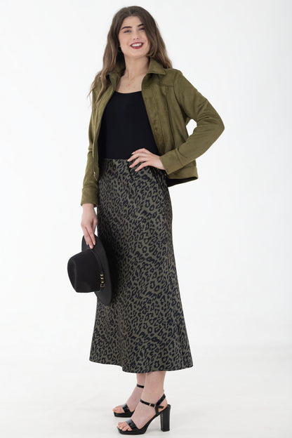 Maxi Bias Skirt | Wild Fauna Olive