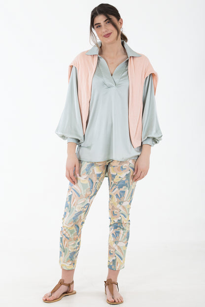 Cropped Flat Front Pants – Floral Print | Sunkissed Blooms