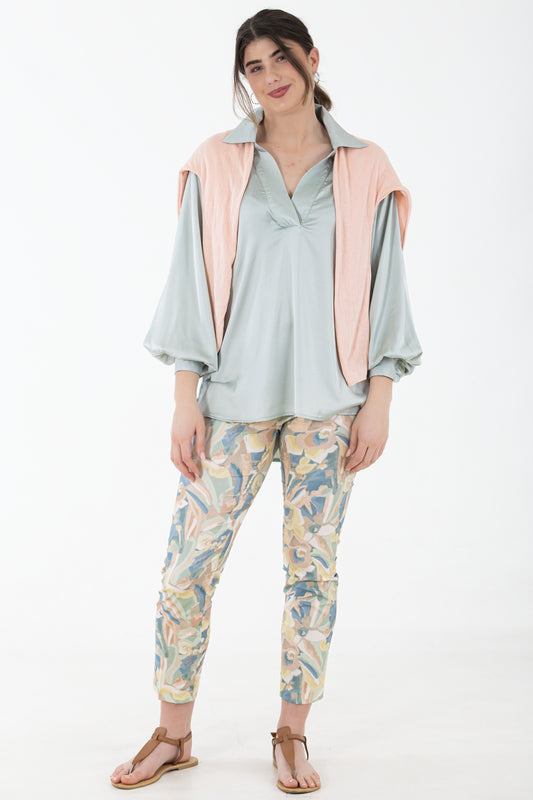 Cropped Flat Front Pants – Floral Print | Sunkissed Blooms