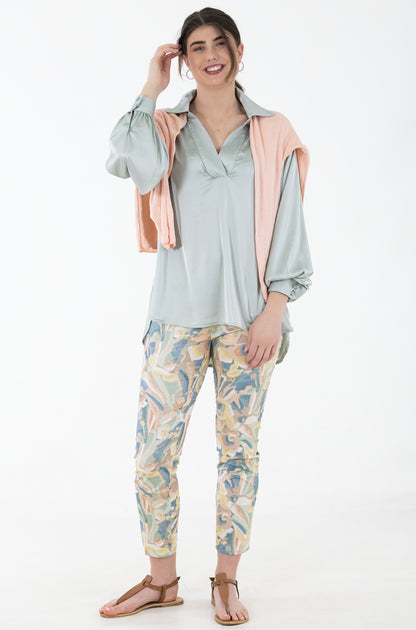 Cropped Flat Front Pants – Floral Print | Sunkissed Blooms