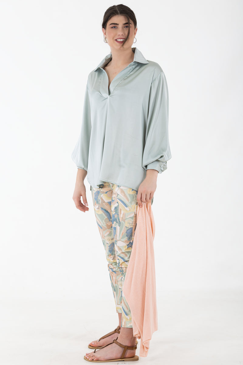 Satin Collared Blouse – Elegant Shirt | Tarragon