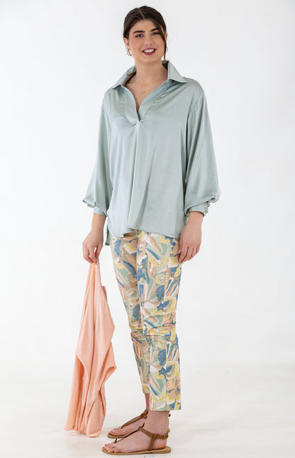 Cropped Flat Front Pants – Floral Print | Sunkissed Blooms
