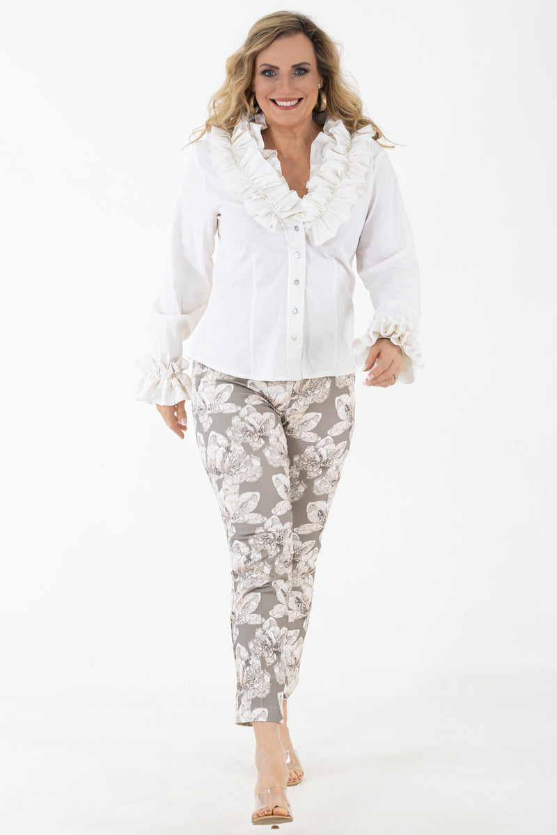 Flat Front 7/8 Pant | Shadow Petals