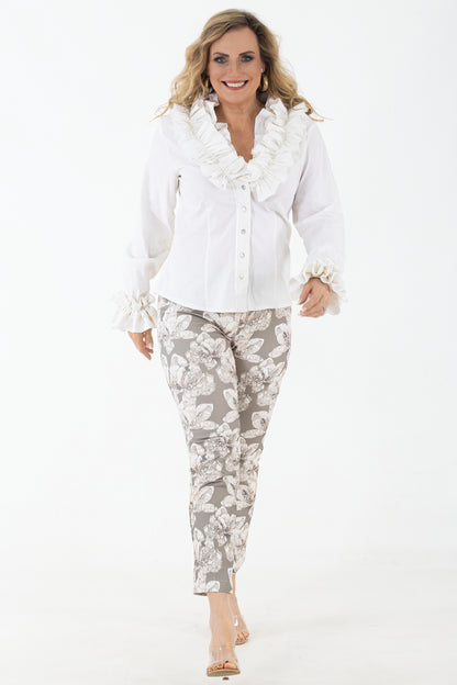Flat Front 7/8 Pant | Shadow Petals