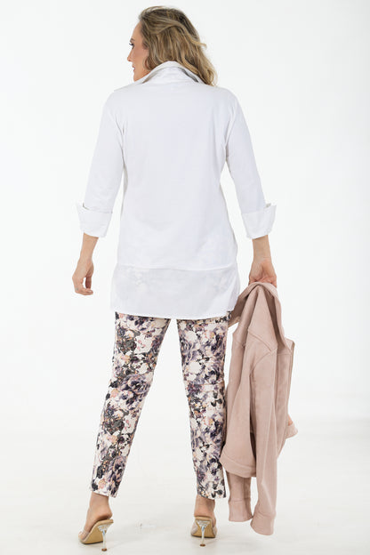 Cotton Lycra 3/4 Sleeve Tee | White