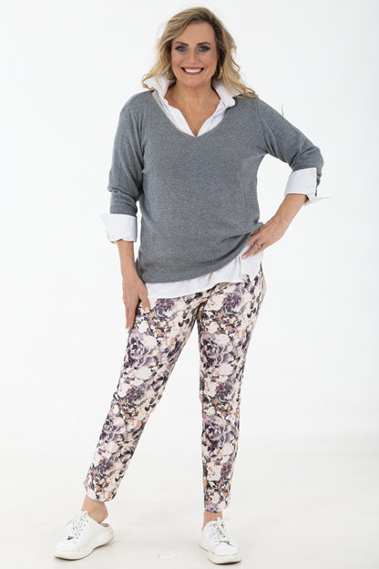 Cotton Lycra 3/4 Sleeve Tee | White