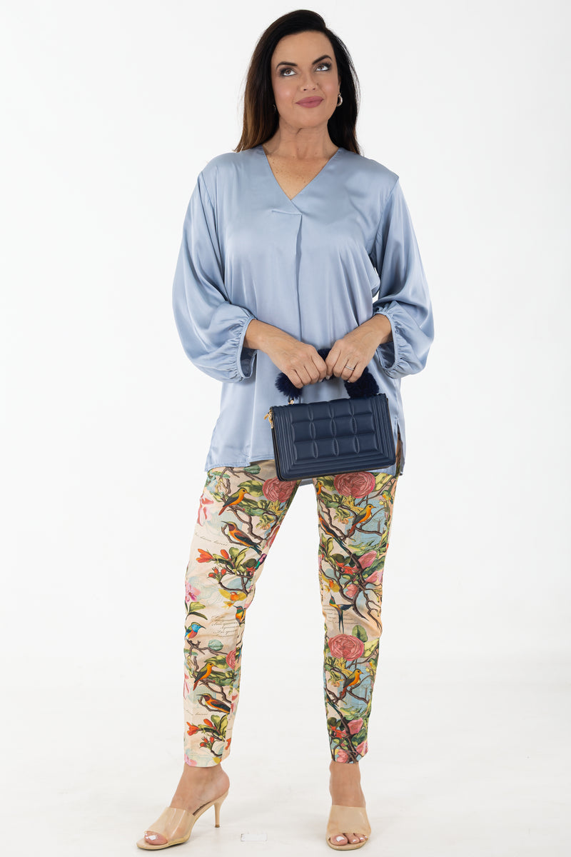 Pleat Satin Blouse | Ocean