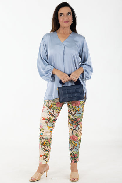 Pleat Satin Blouse | Ocean