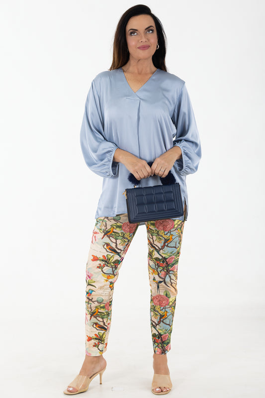 Pleat Satin Blouse | Ocean