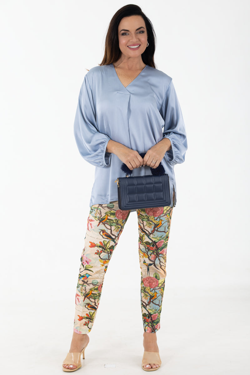 Pleat Satin Blouse | Ocean