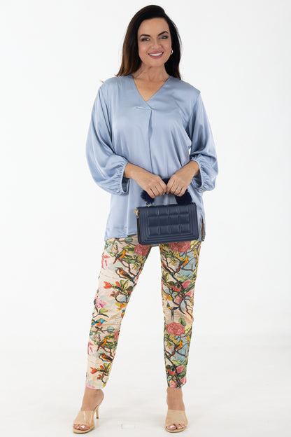 Pleat Satin Blouse | Ocean