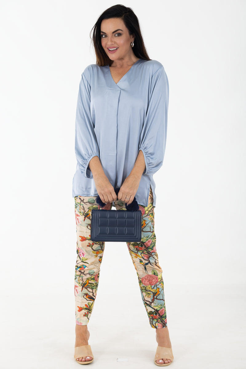 Pleat Satin Blouse | Ocean