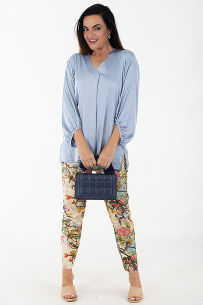 Pleat Satin Blouse | Ocean