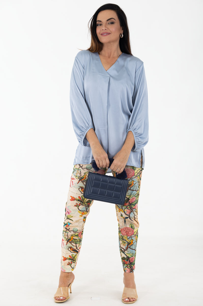 Pleat Satin Blouse | Ocean