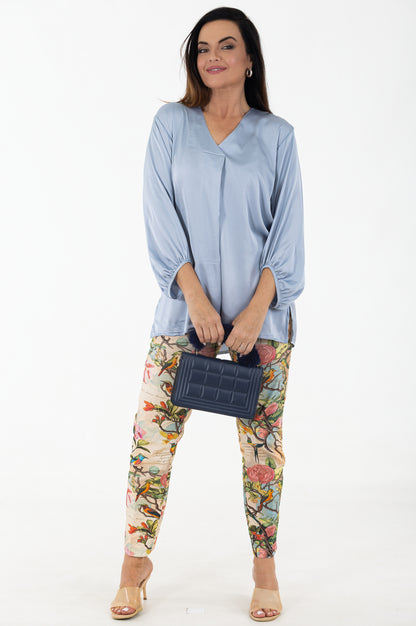 Pleat Satin Blouse | Ocean