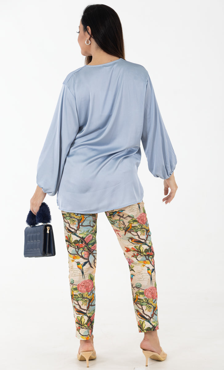 Pleat Satin Blouse | Ocean