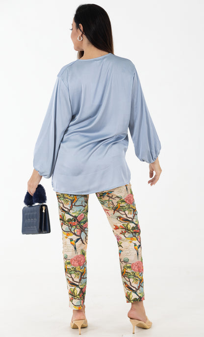 Pleat Satin Blouse | Ocean