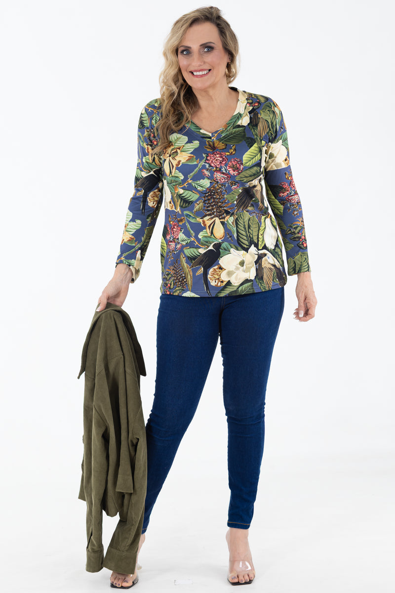 V-Neck Tee – Long Sleeve Top | Camellia Song